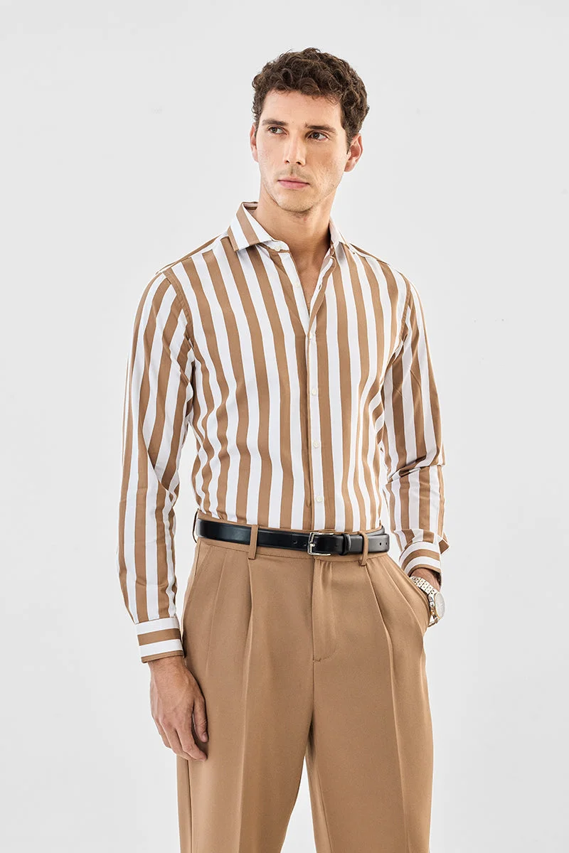 SNITCH Slim Fit 100% Cotton Stripes Luxe Shirt